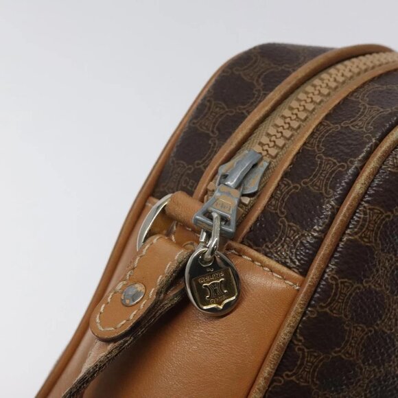 CELINE Macadam Canvas Shoulder Bag PVC Leather Brown Gold Auth BA1891 - Picture 4 of 16